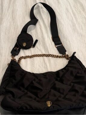 Kurt Geiger Black Quilted Shoulder Bag with Gold Hardware